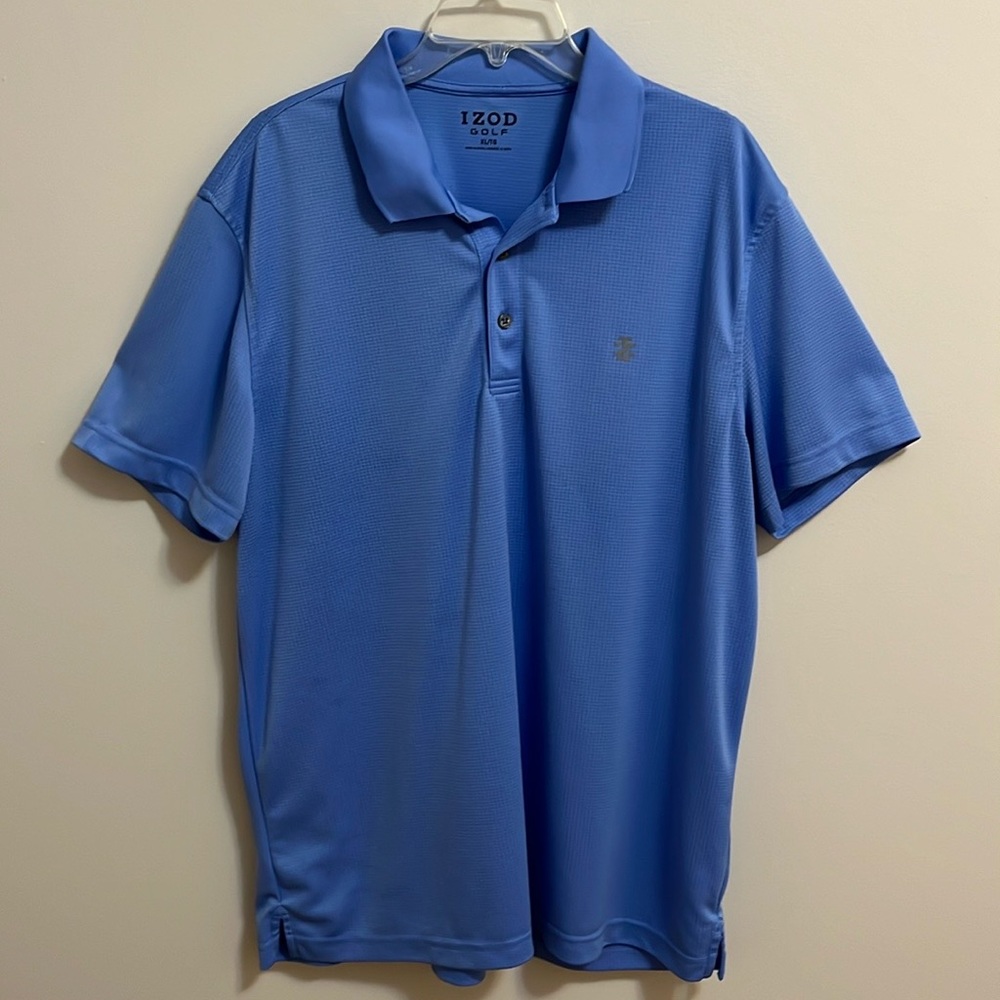 IZOD golf mens grid polo shirt blue short sleeve size XL pullover casual classic